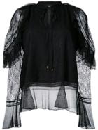 Just Cavalli - Lace Overlay Blouse - Women - Polyamide/polyester - 42, Black, Polyamide/polyester