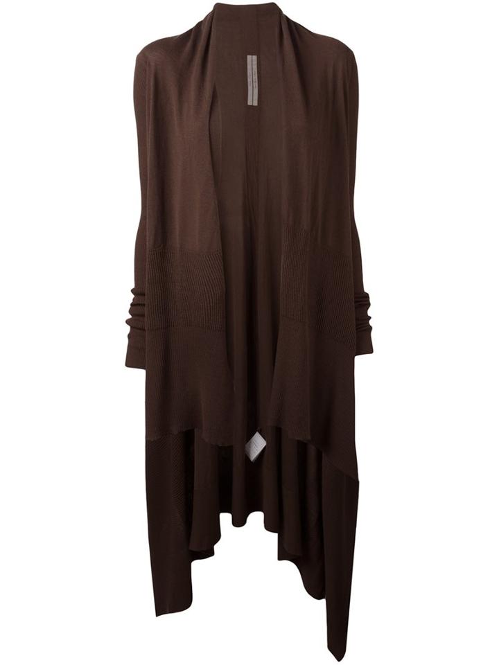 Rick Owens Long Wrap Cardigan, Women's, Size: Medium, Brown, Virgin Wool