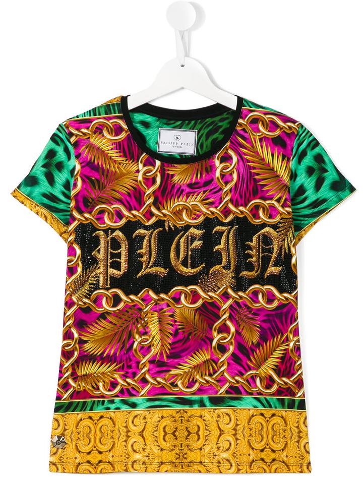 Philipp Plein Kids Chain Print T-shirt, Girl's, Size: 14 Yrs