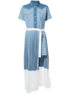Sacai Short-sleeve Shirt Dress, Women's, Size: 2, Blue, Cupro/acetate/cotton