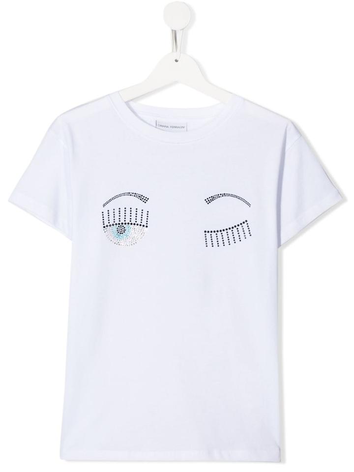 Chiara Ferragni Kids Flirting Eyes T-shirt - White