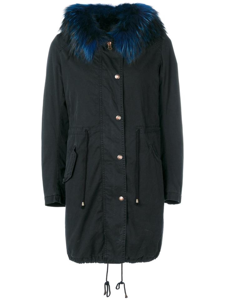 History Repeats Detachable Collar Parka Coat - Blue