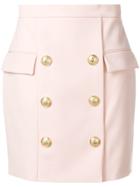 Balmain Button Embellished Mini Skirt - Pink & Purple
