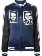 Pam Perks And Mini Mask Print Bomber Jacket, Women's, Size: S, Blue, Polyester/cotton/rayon/polyurethane