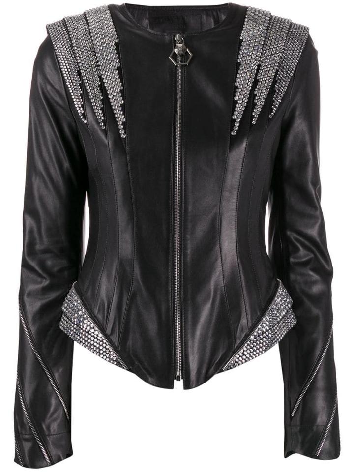 Philipp Plein Crystal Panelled Jacket - Black
