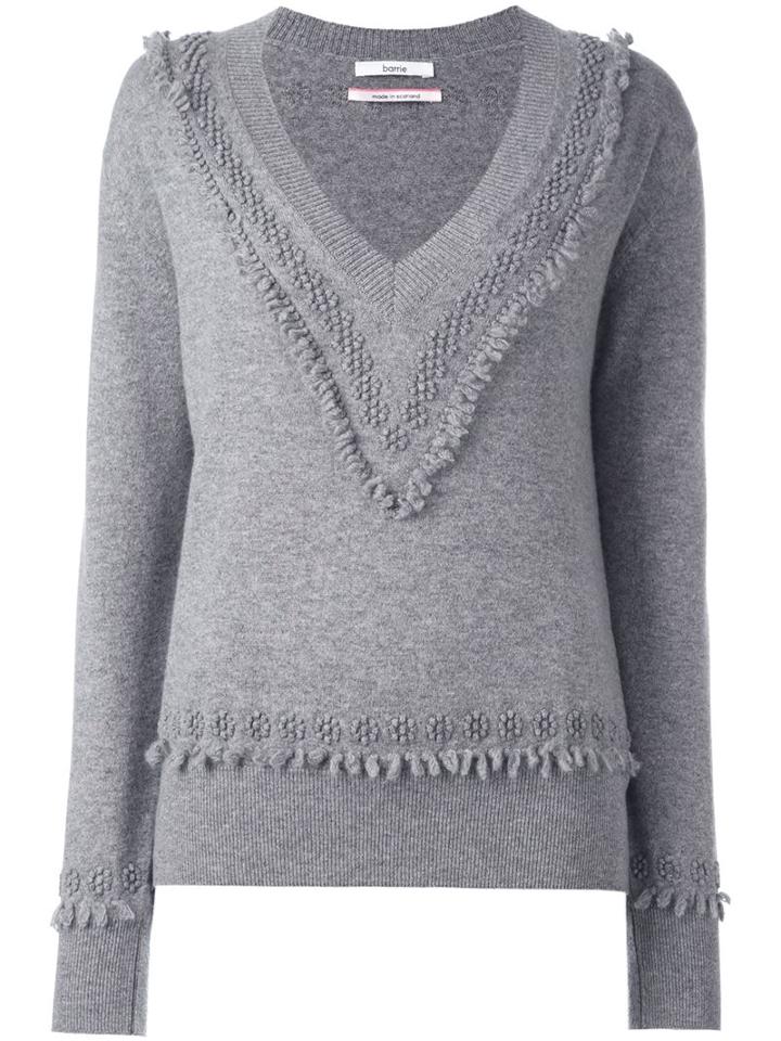 Barrie Cashmere V-neck Jumper, Women's, Size: Large, Grey, Cashmere