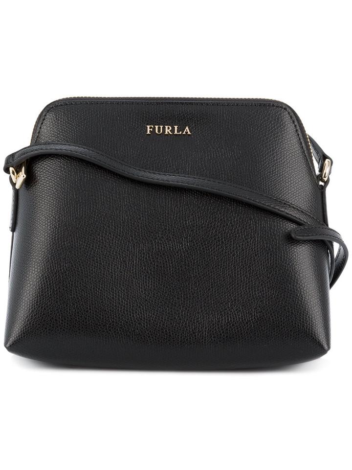 Furla - Logo Stamp Shoulder Bag - Women - Leather - One Size, Black, Leather