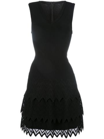 Azzedine Alaia Chevron Hem Dress, Women's, Size: 40, Black, Polyester/viscose/polyamide/spandex/elastane