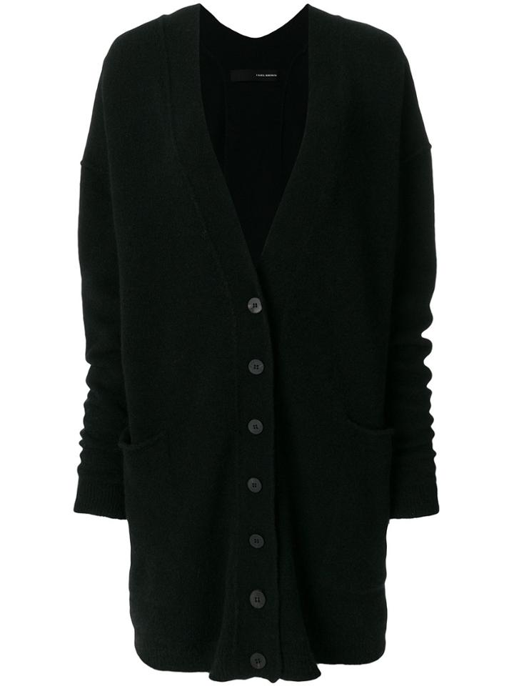 Isabel Benenato Long Buttoned Cardigan - Black