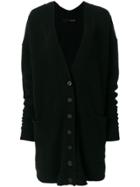 Isabel Benenato Long Buttoned Cardigan - Black