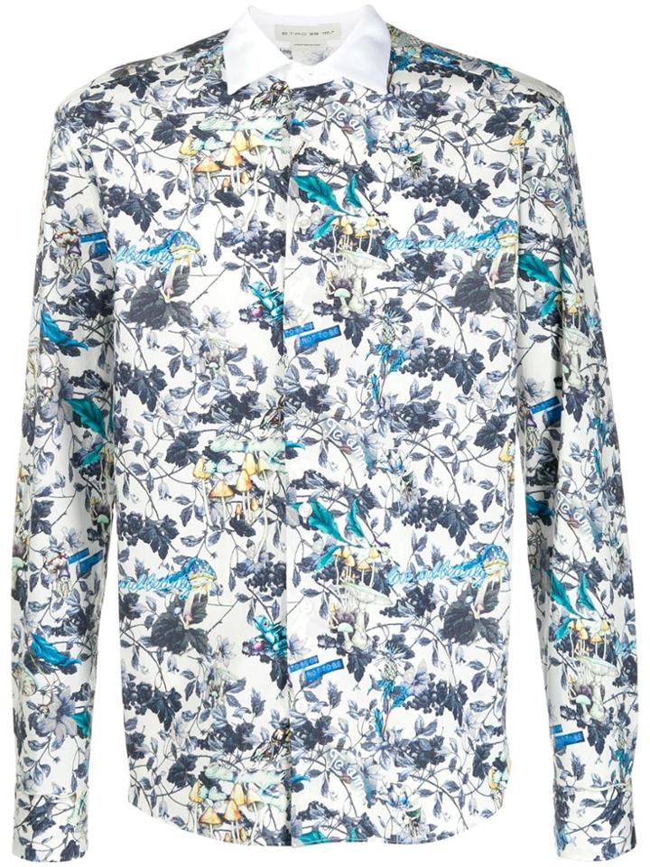 Etro Printed Spread Collar Shirt - White