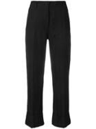 Ann Demeulemeester Cropped High-rise Flared Trousers - Black