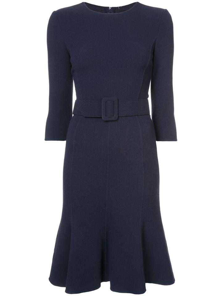 Oscar De La Renta Belted Fishtail Shift Dress - Blue