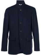 Brunello Cucinelli Cashmere Single Breasted Coat, Men's, Size: 52, Blue, Cashmere