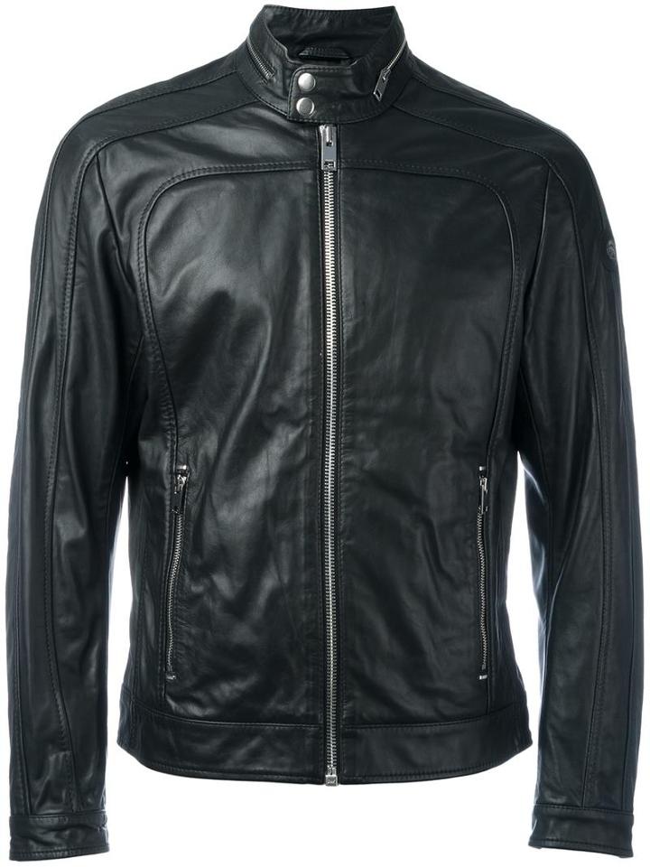 Diesel Zipped Jacket, Men's, Size: Xl, Black, Leather/polyester