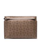 Loewe Brown And Black Logo Print Leather Pouch