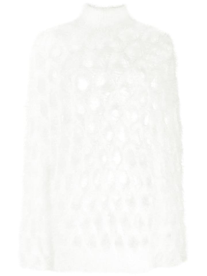 Balmain Mohair Open Knit Sweater - White