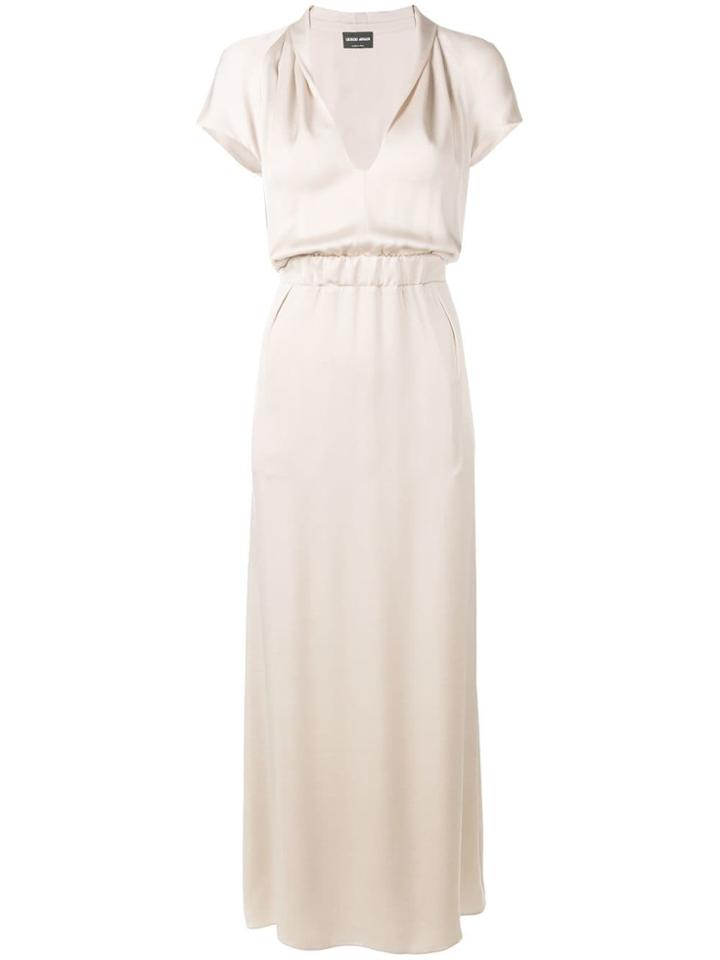 Giorgio Armani Split Neck Maxi Dress - Neutrals