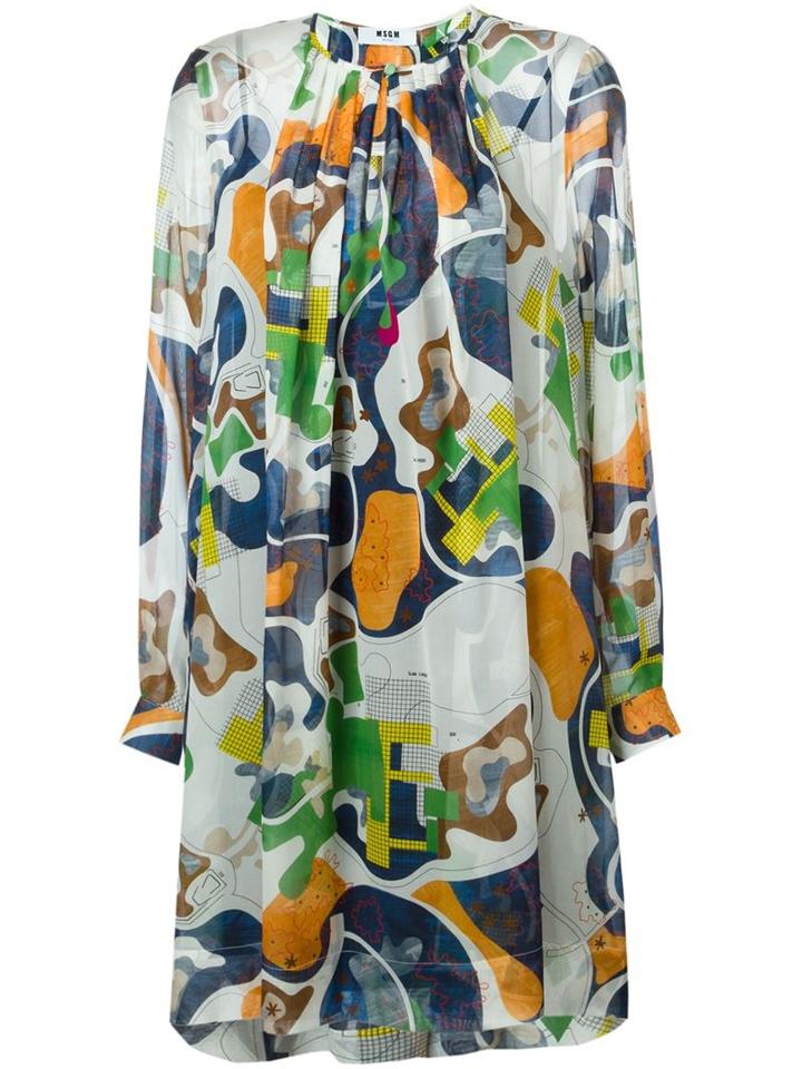 Msgm Printed Shift Dress, Women's, Size: 40, Silk/polyester