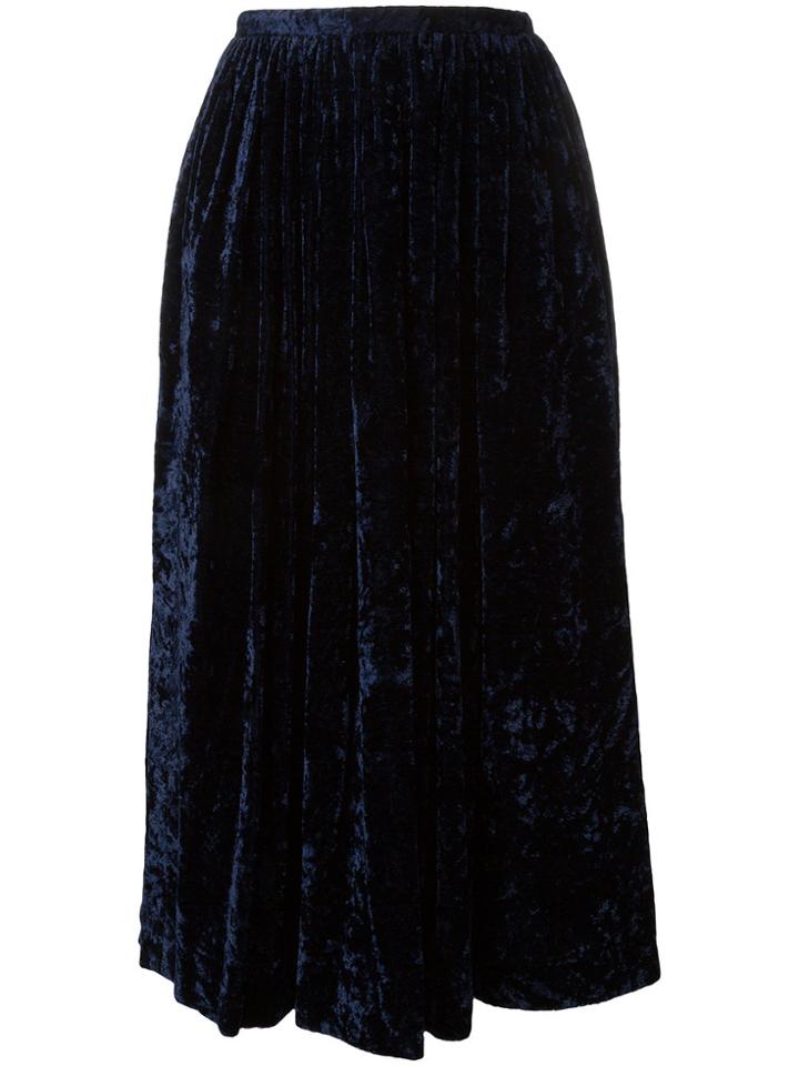 Comme Des Garçons Vintage Crushed Velvet Skirt - Blue