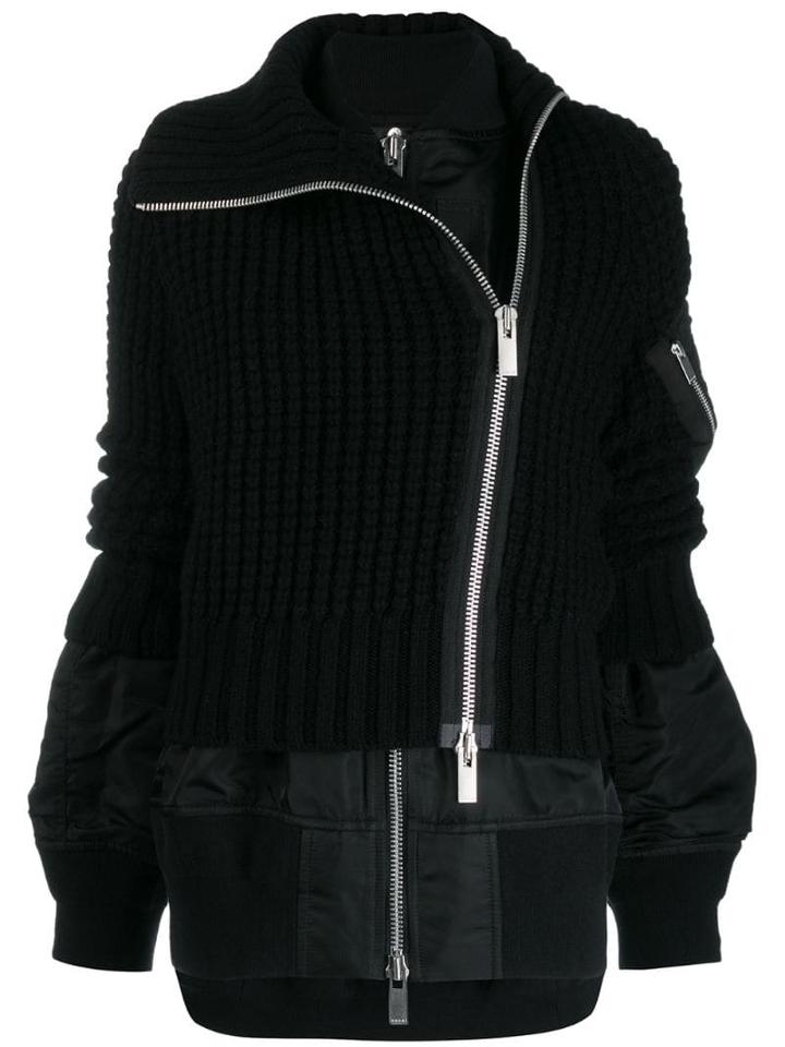 Sacai Hybrid Knit Bomber Jacket - Black
