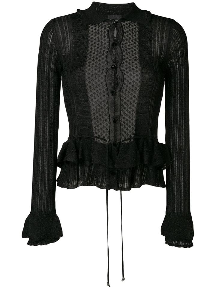 Just Cavalli Sheer Ruffle Cardigan - Black