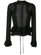 Just Cavalli Sheer Ruffle Cardigan - Black