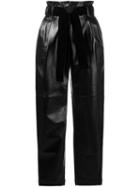 Philosophy Di Lorenzo Serafini Belted High Waist Trousers, Women's, Size: 38, Black, Calf Leather/sheep Skin/shearling/polyamide