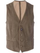 Lardini Buttoned Waistcoat, Men's, Size: 52, Green, Cotton/spandex/elastane