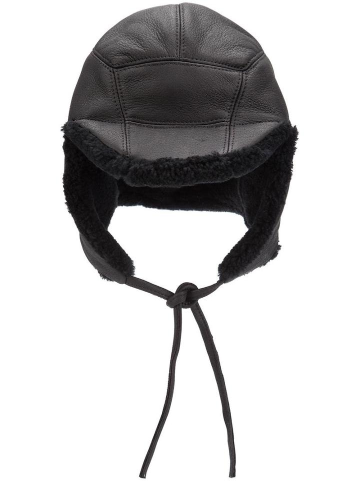 11 By Boris Bidjan Saberi Sheep Fur Hat, Men's, Black, Leather/sheep Skin/shearling