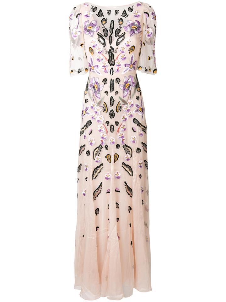 Temperley London Embroidered Floral Dress - Pink & Purple