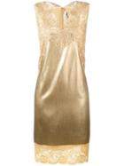 Stella Mccartney Lace Insert Shift Dress, Women's, Size: 42, Yellow/orange, Silk/aluminium/cotton/acetate