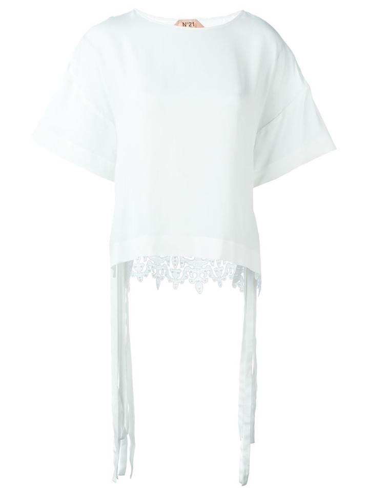 No21 Macramé Back Top, Women's, Size: 40, White, Polyester/acetate/silk