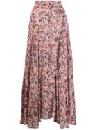 Iro Long Flower Print Skirt - Pink