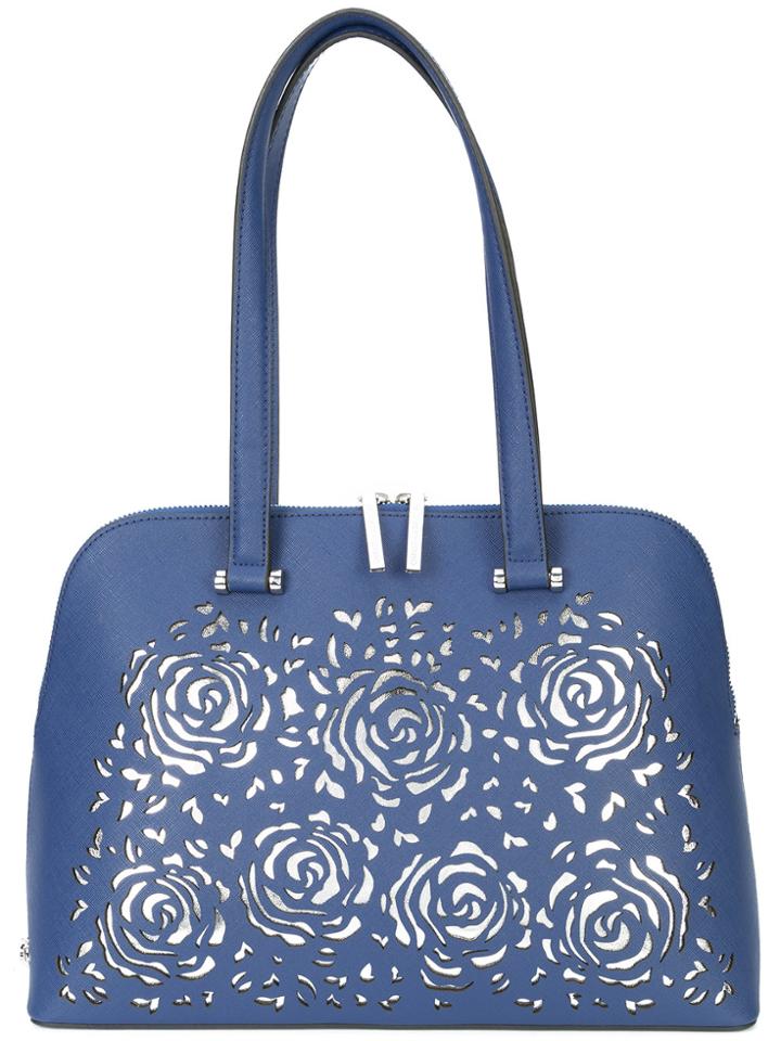 Christian Siriano Floral Cut-out Tote Bag - Blue