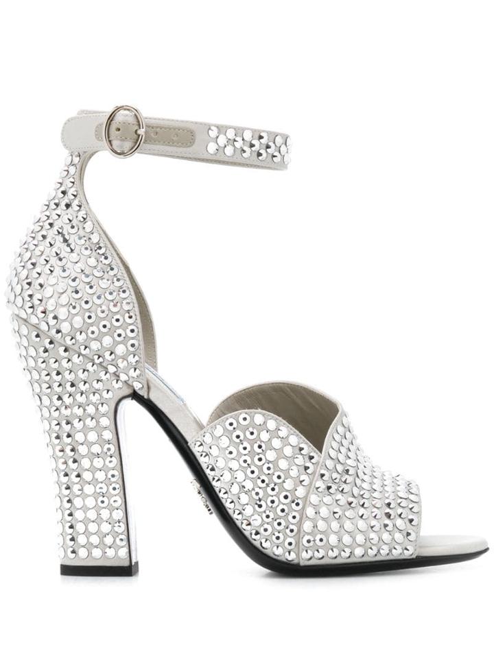 Prada Studded Sandals - Silver