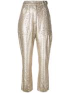 Jonathan Simkhai Metallic Sequin Trousers - Gold