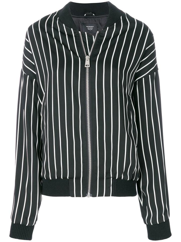 Represent Striped Bomber Jacket - Black