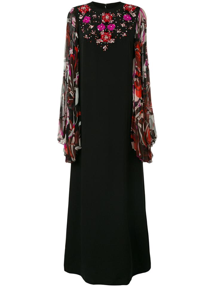 Emilio Pucci Floral Embroidered Maxi Dress - Black