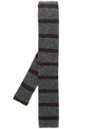 Dell'oglio Striped Knit Tie - Grey