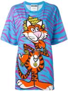 Moschino Crowned Tiger T-shirt, Women's, Size: Small, Blue, Cotton