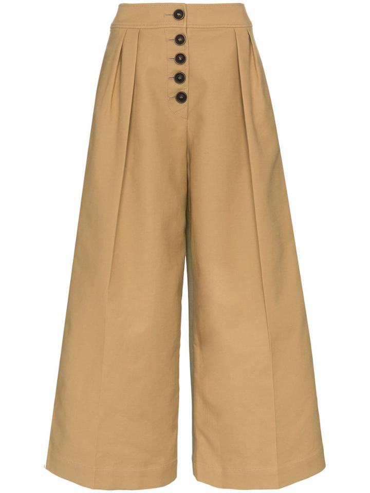 Rejina Pyo High Waisted Cropped Cotton Trousers - Nude & Neutrals