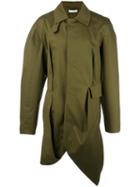 J.w.anderson Asymmetric Hem Trench Coat, Men's, Size: 48, Green, Cotton/viscose