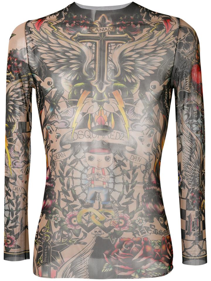 Dsquared2 Printed Top, Men's, Size: Small, Polyamide/spandex/elastane