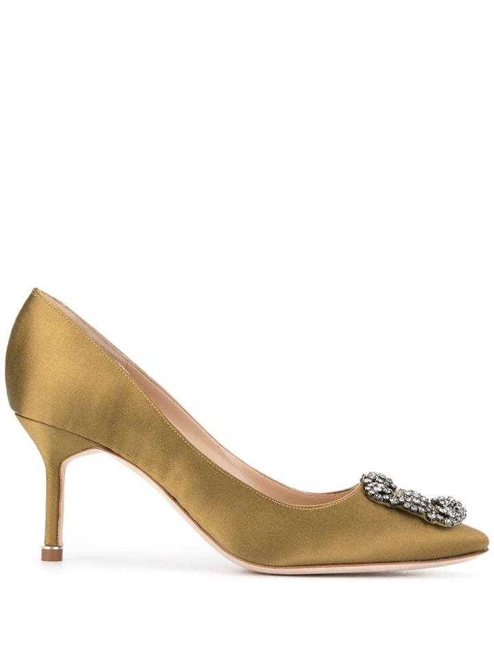 Manolo Blahnik Pointed Embellished Pumps - Brown