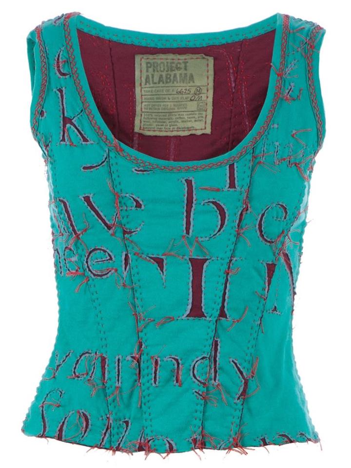 Projet Alabama Letter Printed Tank Top, Women's, Size: Medium, Blue, Cotton