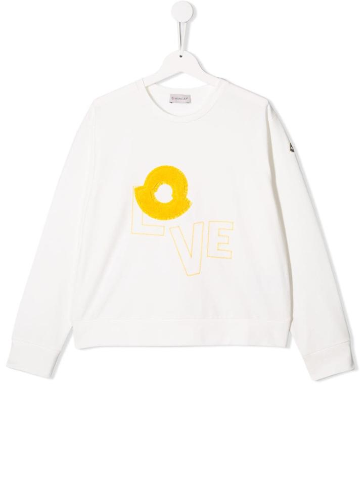 Moncler Kids Teen Love Embroidered Sweatshirt - White