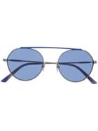 Calvin Klein Two Tone Round Frame Sunglasses - Blue