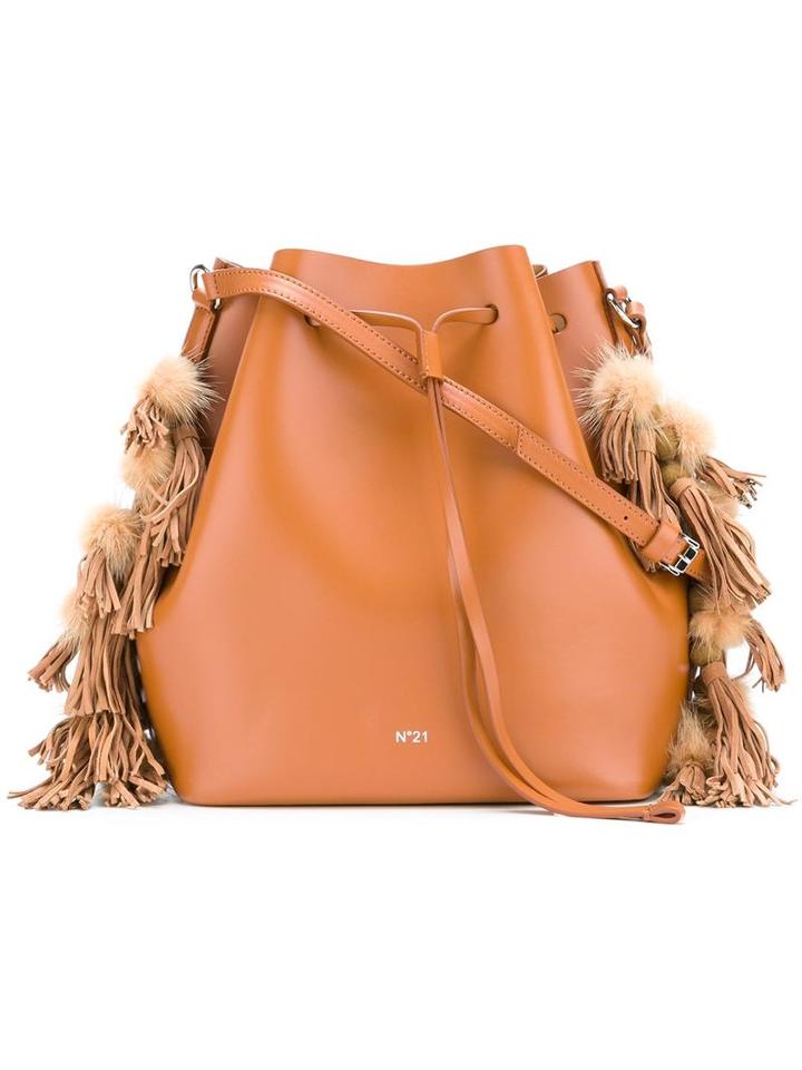 No21 Tassel Detail Bucket Bag, Women's, Nude/neutrals