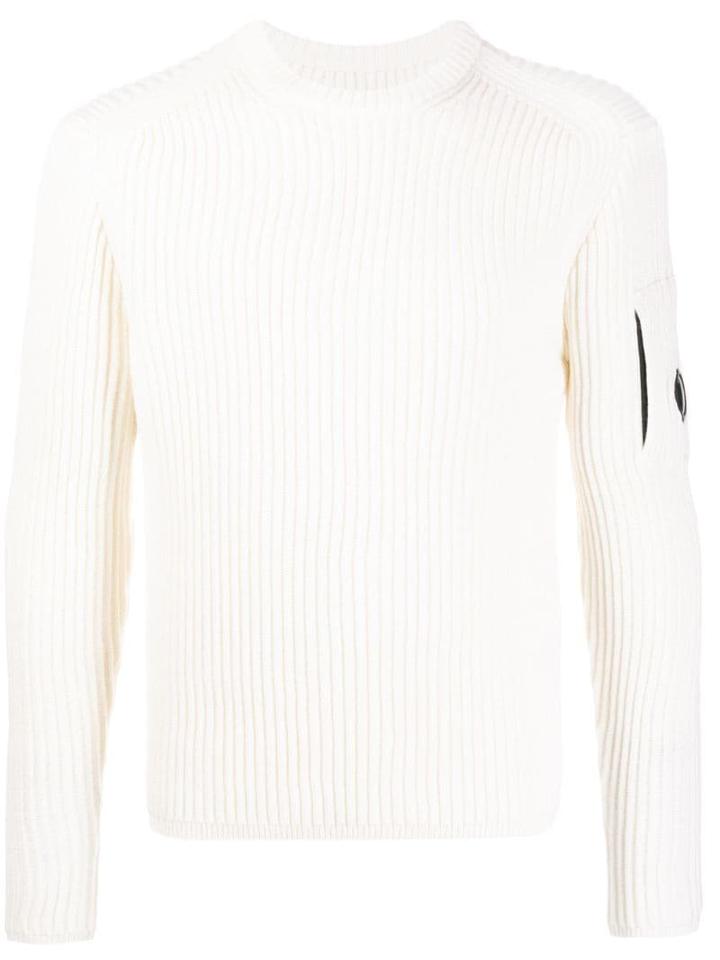 Cp Company Ribbed Long-sleeve Sweater - White